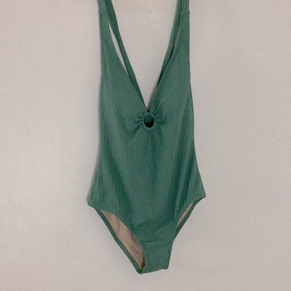 Kona Sol Green One Piece Swimsuit Padded Bra. Medium Back Coverage Beach Boho